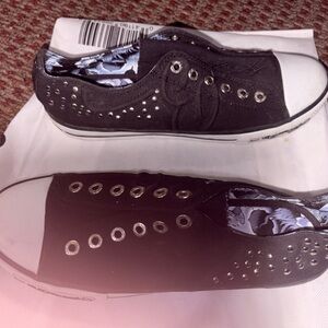 Ed Hardy black studded slip on sneaker